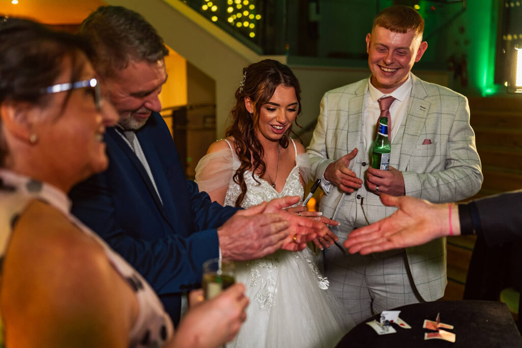 wedding magician at wedding reception